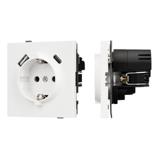 Изображение Розетка с заземлением и USB Type-A+C Arlight TENDO, белый soft-touch 054610